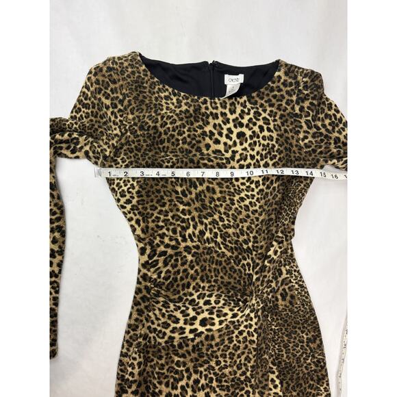 Vintage Y2K Cache Leopard Print Dress Bodycon Twist Waist Ruched Slimming Small - Picture 5 of 9